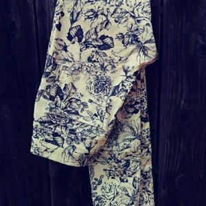 H&M Toile Floral Print Denim Leggings 6